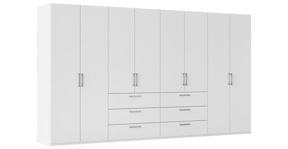 DREHTÜRENSCHRANK 400/223/61 cm,  in Weiß, 8-türig  - Edelstahlfarben/Weiß, Basics, Holzwerkstoff/Metall (400/223/61cm) - Novel