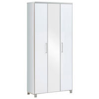 GARDEROBENSCHRANK Santina  in 90/193/37 cm  - Chromfarben/Weiß, Design, Glas/Holzwerkstoff (90/193/37cm) - Novel
