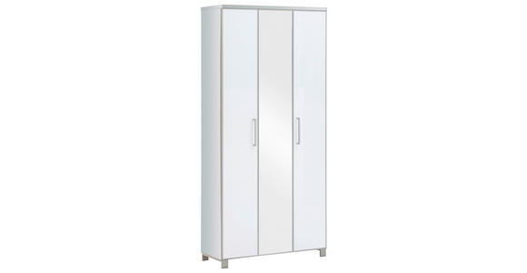 GARDEROBENSCHRANK Santina  in 90/193/37 cm  - Chromfarben/Weiß, Design, Glas/Holzwerkstoff (90/193/37cm) - Novel