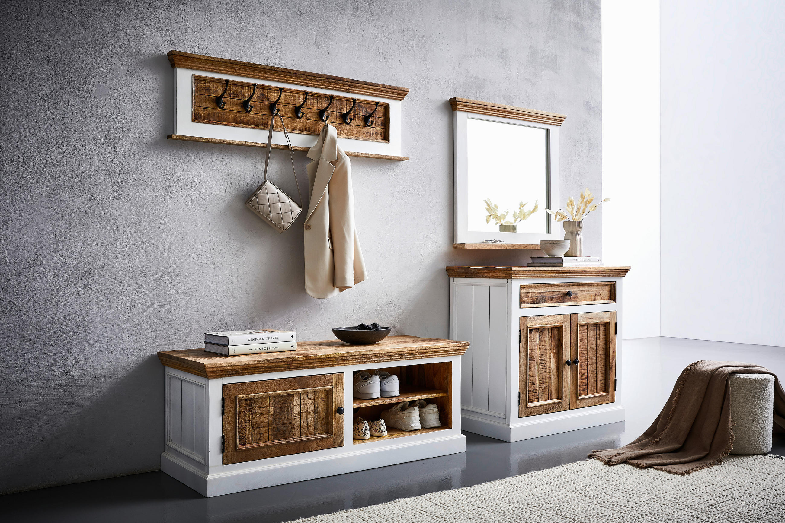 SPIEGEL 80/80/5 cm    in  - Naturfarben/Weiß, LIFESTYLE, Glas/Holz (80/80/5cm) - MID.YOU