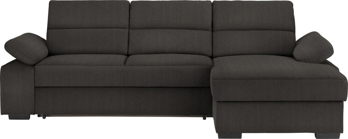 ECKSOFA in Webstoff Dunkelbraun  - Dunkelbraun, Konventionell, Kunststoff/Textil (258/166cm) - Cantus
