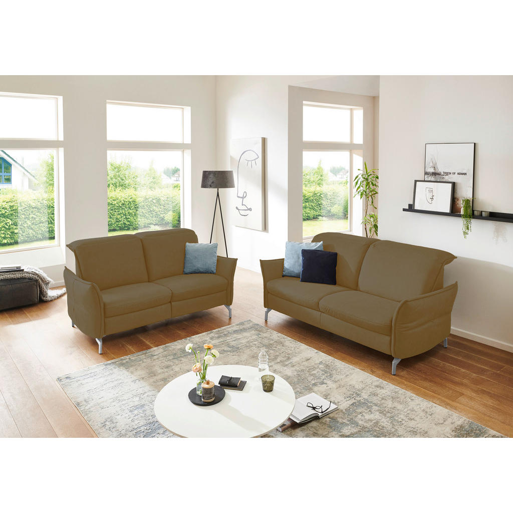 Thumbnail - Livetastic 2,5-Sitzer, Olivgrün, Textil, 185x89x109 cm, Made in EU, Hocker erhältlich, motorische Relaxfunktion, Armteil...