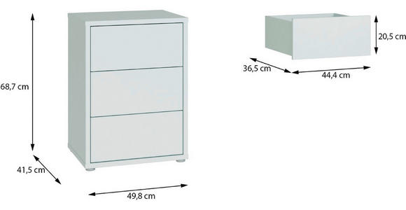 NACHTSCHRANK 50/69/42 cm  - Silberfarben/Hellgrau, Trend, Holzwerkstoff/Kunststoff (50/69/42cm) - Carryhome