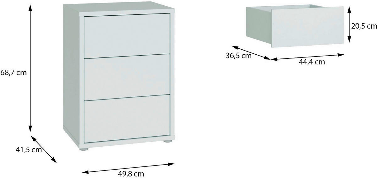 NACHTSCHRANK 50/69/42 cm  - Silberfarben/Hellgrau, Trend, Holzwerkstoff/Kunststoff (50/69/42cm) - Carryhome