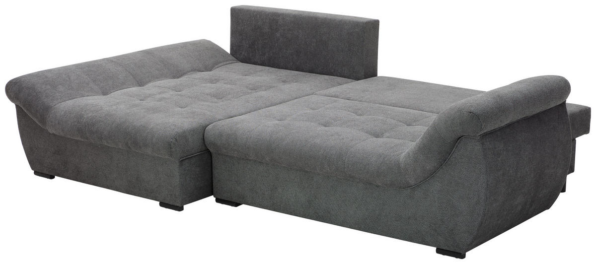 ECKSOFA Grau Flachgewebe  - Schwarz/Grau, Design, Kunststoff/Textil (175/278cm) - Xora