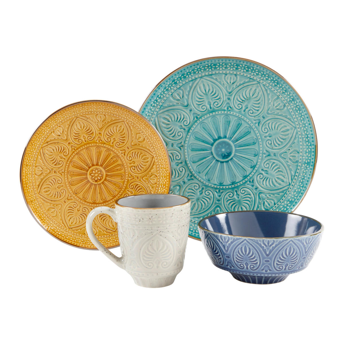 KOMBISERVICE 16-teilig  - Smaragdgrün/Gelb, LIFESTYLE, Keramik (33/30/32cm) - Creatable