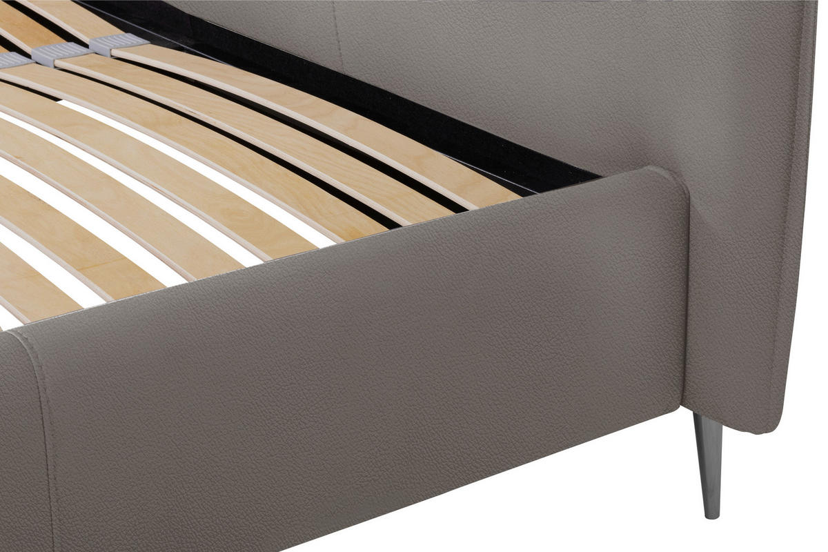 POLSTERBETT 200/200 cm,  in Grau, gepolstertes Kopfteil, Lattenrost, Bettkasten,  - Schwarzchrom/Grau, KONVENTIONELL, Leder/Holz (200/200cm) - Esposa