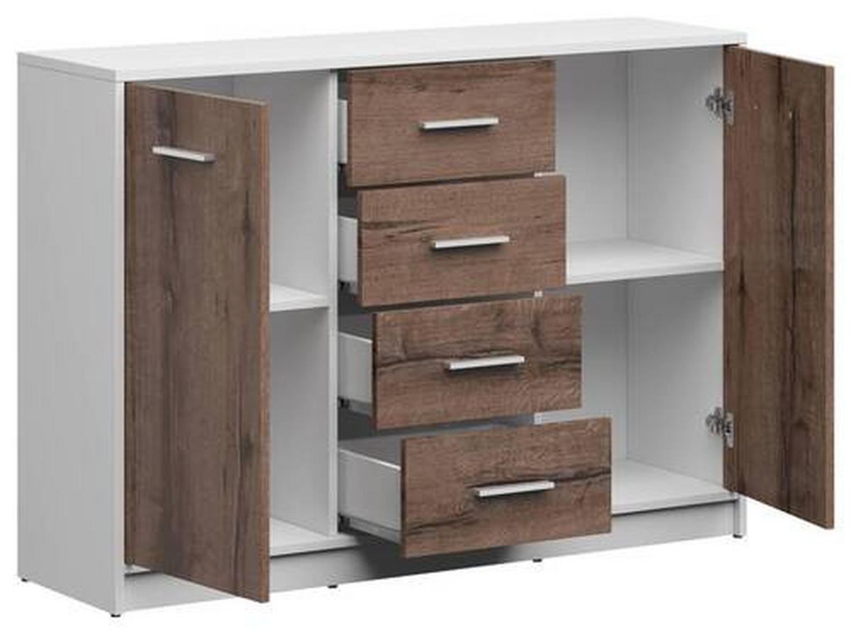 KOMMODE  in 118,5/84/34 cm  - Eichefarben/Silberfarben, Design, Holzwerkstoff/Kunststoff (118,5/84/34cm)