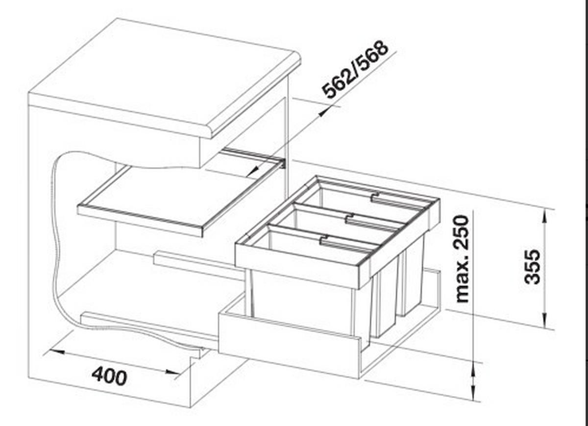 ABFALLSAMMLER 45 L  - Edelstahlfarben/Anthrazit, Basics, Kunststoff/Metall (56,2/37,1/40cm) - Blanco