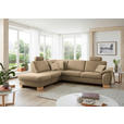 ECKSOFA in Mikrofaser Beige  - Wildeiche/Beige, KONVENTIONELL, Holz/Textil (236/286cm) - Voleo