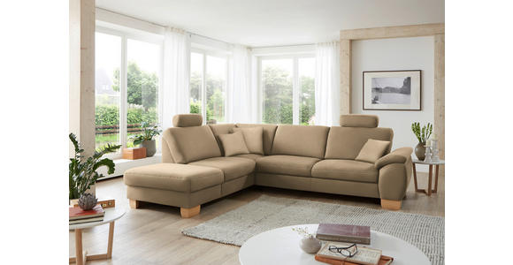 ECKSOFA in Mikrofaser Beige  - Wildeiche/Beige, KONVENTIONELL, Holz/Textil (236/286cm) - Voleo