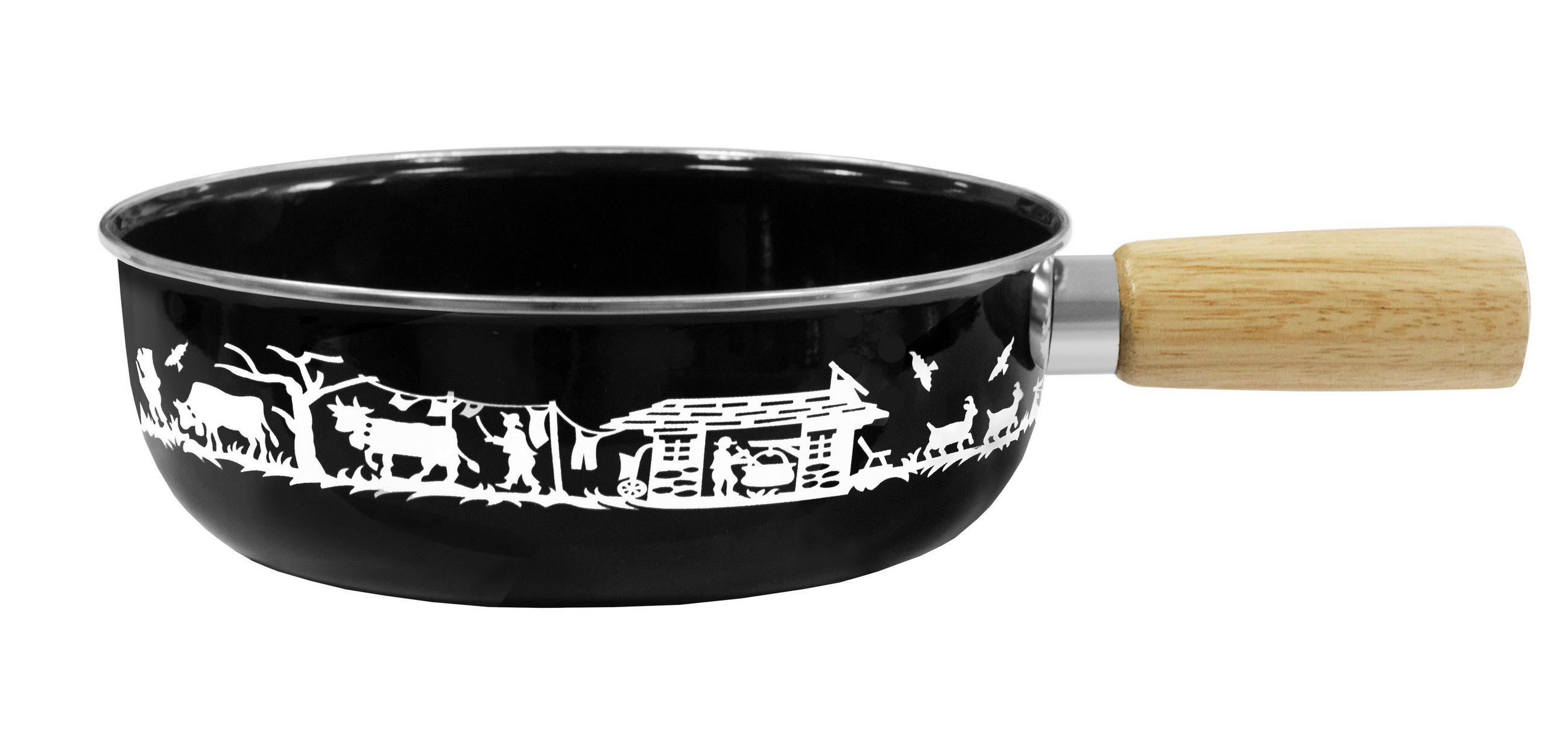 FONDUEPFANNE Heidi Cheese Line: Alpen  - Weiss/Schwarz, Basics, Metall (23cm) - Heidi Cheese Line