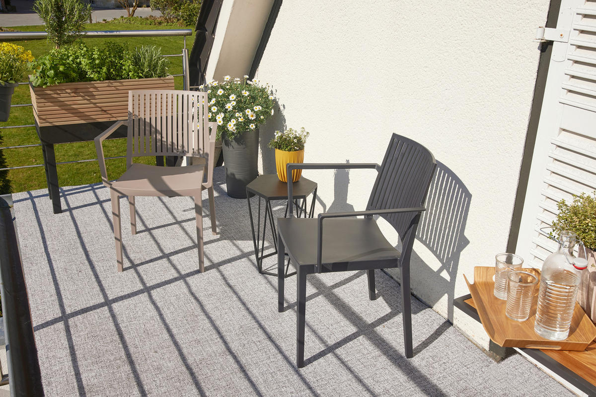 GARTENGARNITUR 3-teilig Stahl  - Anthrazit, Basics, Kunststoff/Metall (80/80/80cm) - Siena Garden
