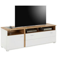 TV KOMODA bela, boja hrasta  - boja hroma/boja hrasta, Moderno, metal/pločasti materijal (160/54/46cm) - Hom`in