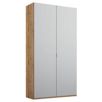 DREHTÜRENSCHRANK in Grau, Eichefarben  - Eichefarben/Alufarben, Trend, Holzwerkstoff/Metall (101/223/60cm) - Stylife