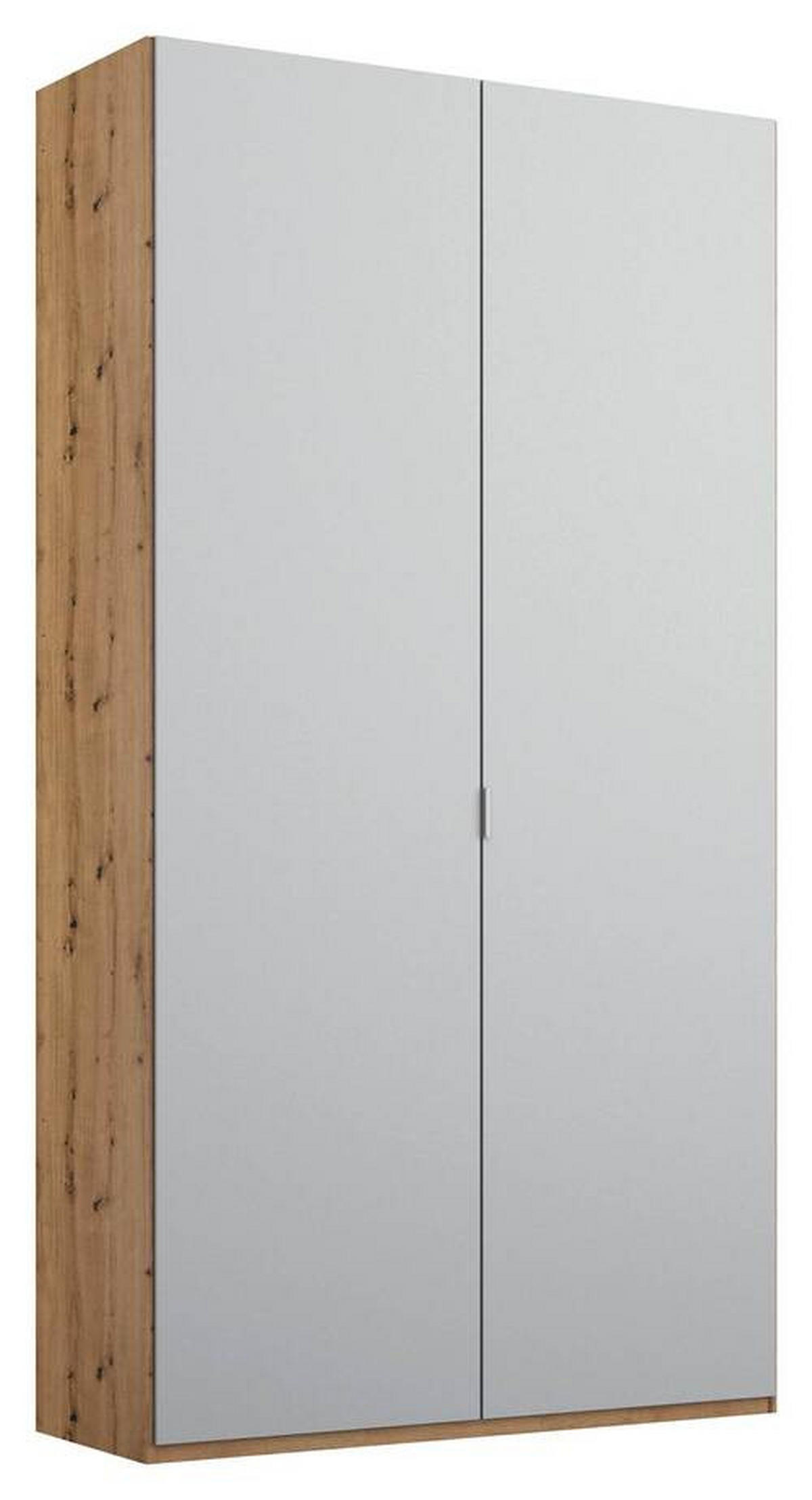 DREHTÜRENSCHRANK in Grau, Eichefarben  - Eichefarben/Alufarben, Trend, Holzwerkstoff/Metall (101/223/60cm) - Stylife