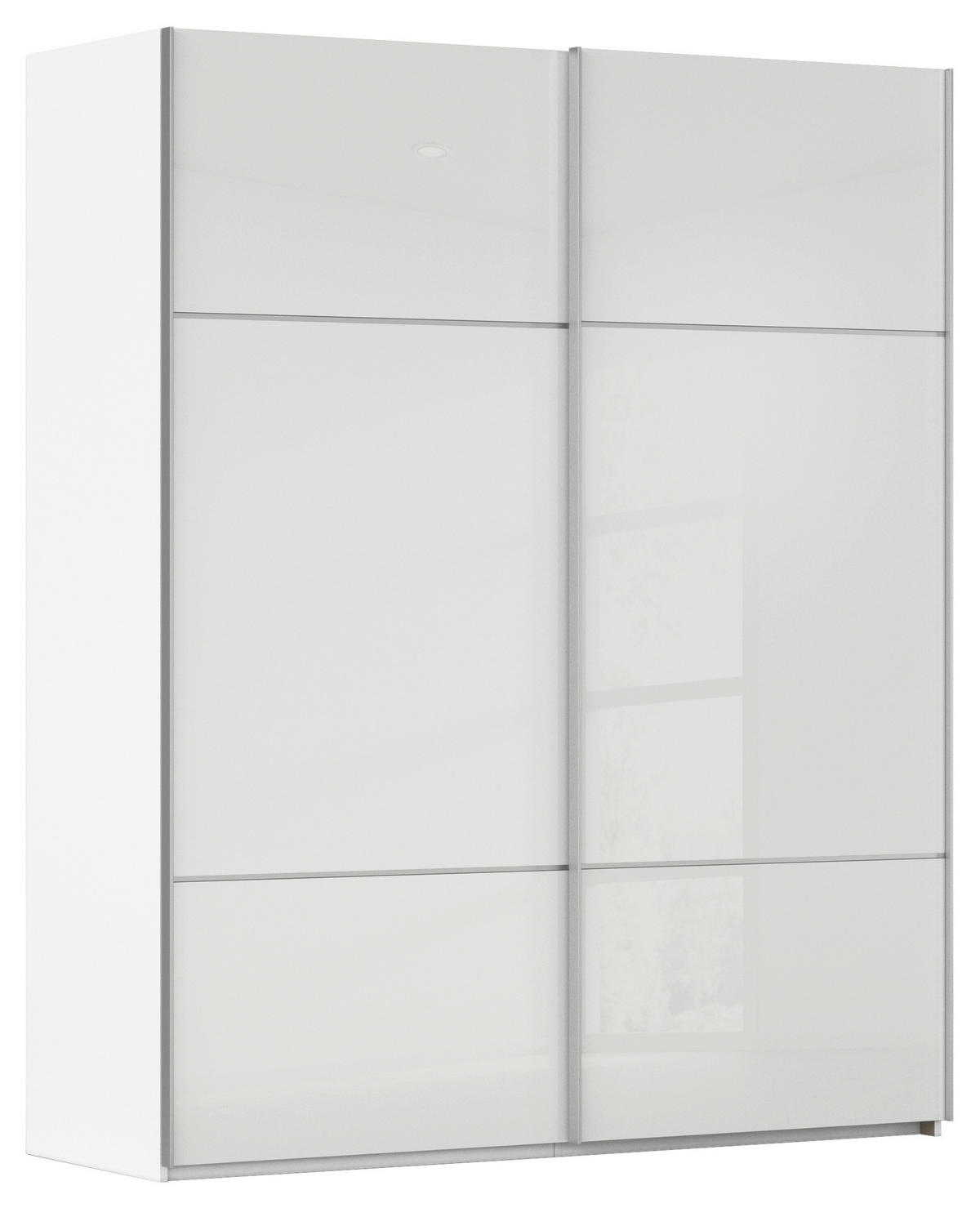 SCHWEBETÜRENSCHRANK  in Weiß  - Alufarben/Weiß, KONVENTIONELL, Glas/Holzwerkstoff (162/223/68cm) - Novel