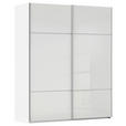 SCHWEBETÜRENSCHRANK  in Weiß  - Alufarben/Weiß, KONVENTIONELL, Glas/Holzwerkstoff (162/223/68cm) - Novel