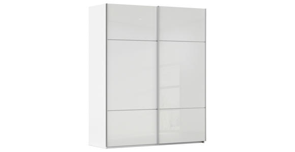 SCHWEBETÜRENSCHRANK  in Weiß  - Alufarben/Weiß, KONVENTIONELL, Glas/Holzwerkstoff (162/223/68cm) - Novel