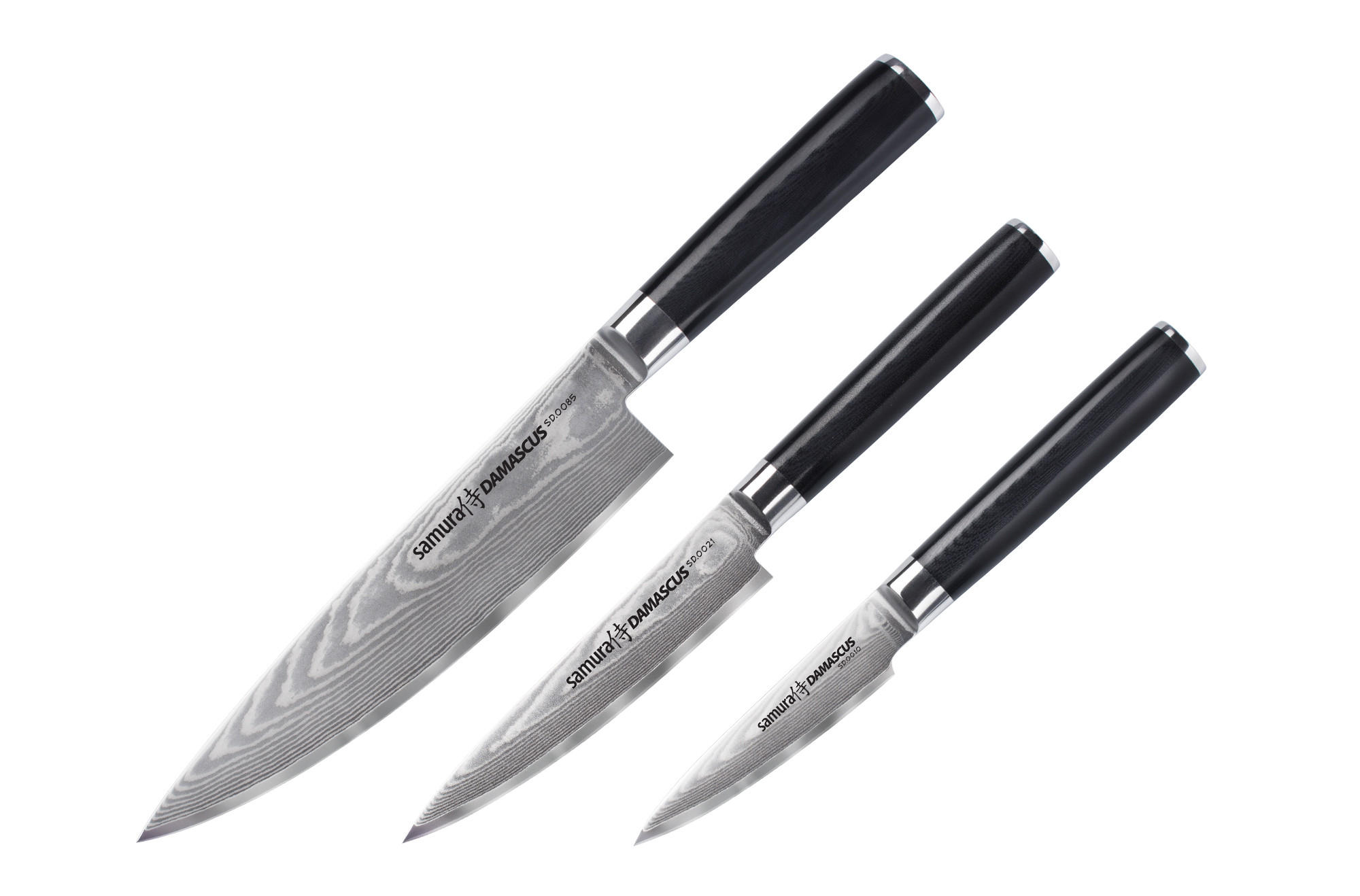 SET NOŽEVA 3-dijelni Damascus - srebrne boje/crna, Basics, metal/plastika - Samura