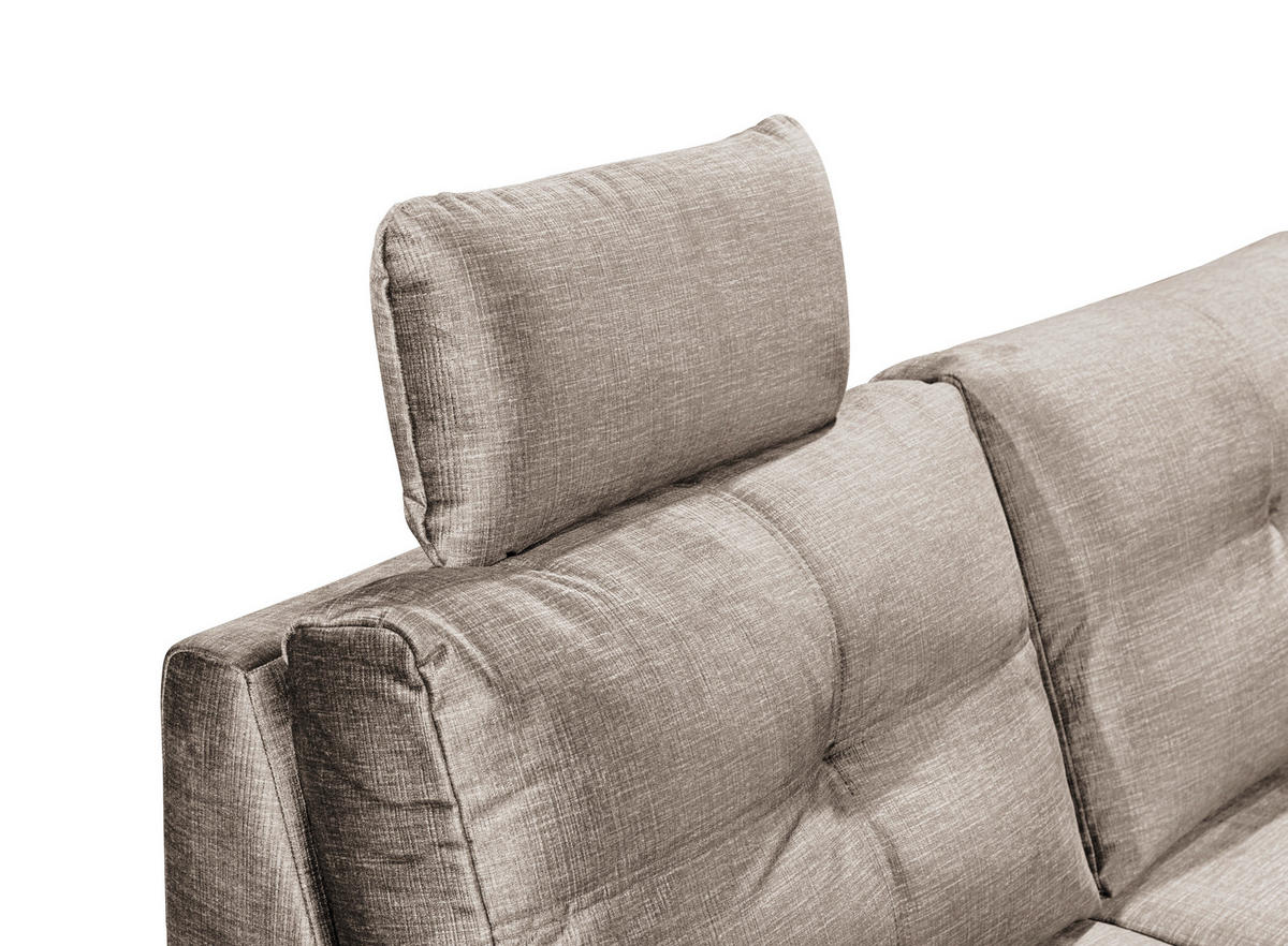 WOHNLANDSCHAFT Creme Mikrovelours  - Creme/Schwarz, KONVENTIONELL, Kunststoff/Textil (127/334/217cm) - Carryhome