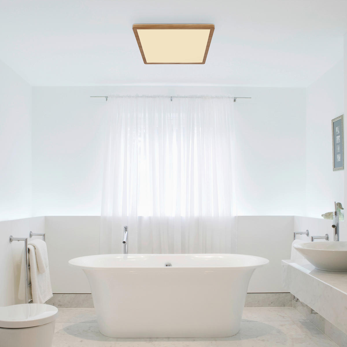 LED-DECKENLEUCHTE 24 W    42/42/25 cm  - Weiss/Opal, Natur, Kunststoff (42/42/25cm) - Globo