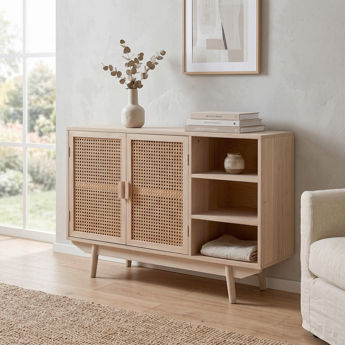 TÁLALÓSZEKRÉNY 100/65/36 cm  - natúr színű, Design, faalapú anyag/fa (100/65/36cm) - Livetastic