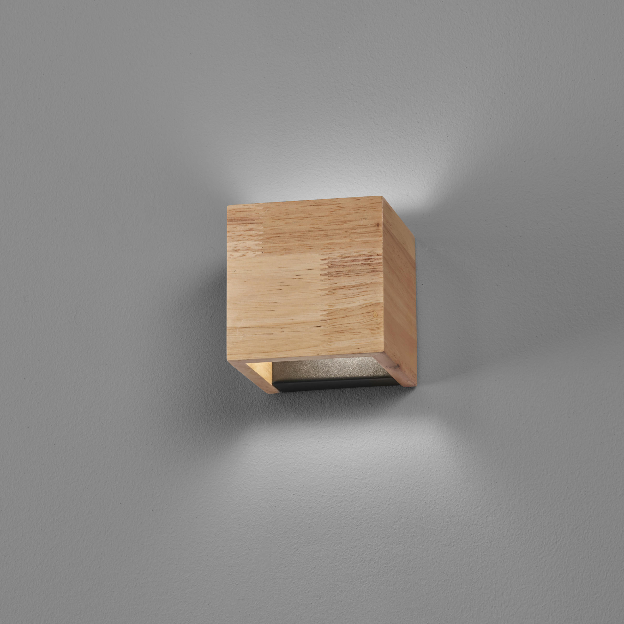 NÁSTĚNNÉ LED SVÍTIDLO, 10/10/10 cm  - černá/barvy dubu, Design, dřevo (10/10/10cm) - Fischer & Honsel