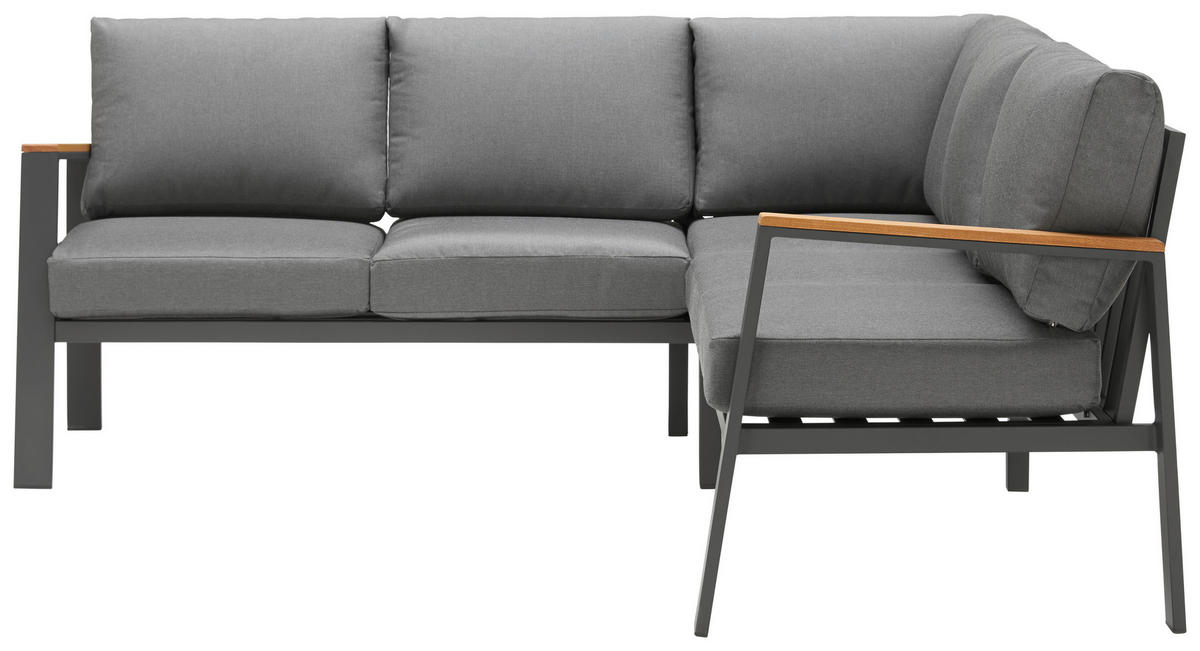 LOUNGEGARNITUR 200/200 cm Eukalyptusholz massiv Aluminium  - Anthrazit/Naturfarben, Design, Holz/Textil (200/200cm) - Ambia Garden