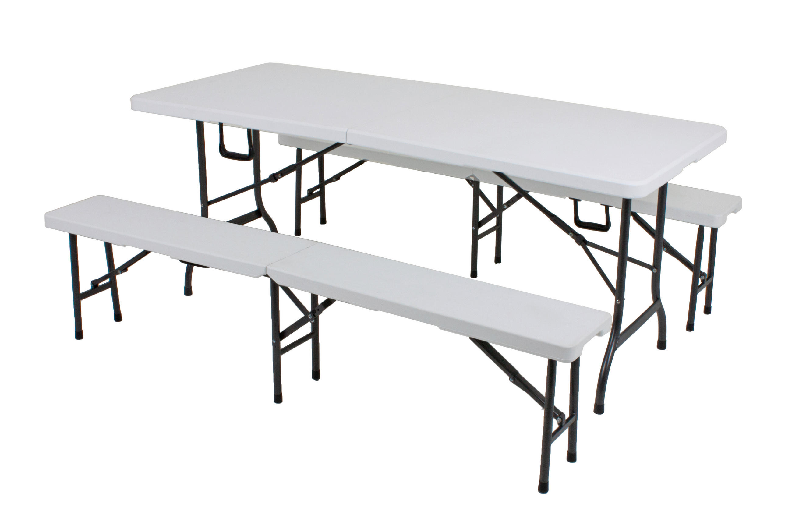 BIERTISCHGARNITUR 3-teilig  - Schwarz/Weiß, Basics, Kunststoff/Metall - Gardenson