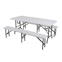 BIERTISCHGARNITUR 3-teilig  - Schwarz/Weiß, Basics, Kunststoff/Metall - Gardenson