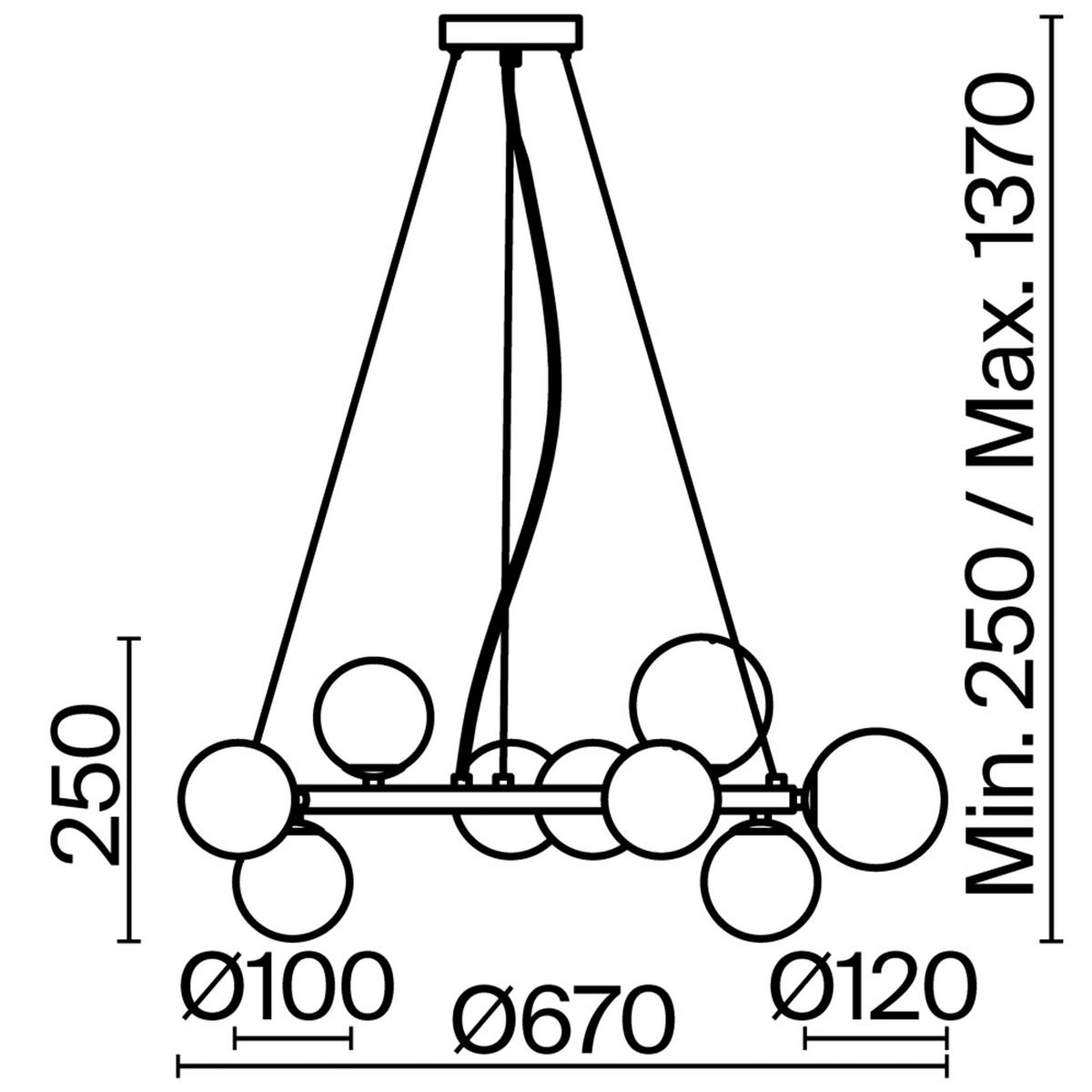 PENDELLEUCHTE  25/137/67 cm   - Schwarz, Trend, Glas/Metall (25/137/67cm) - MAYTONI
