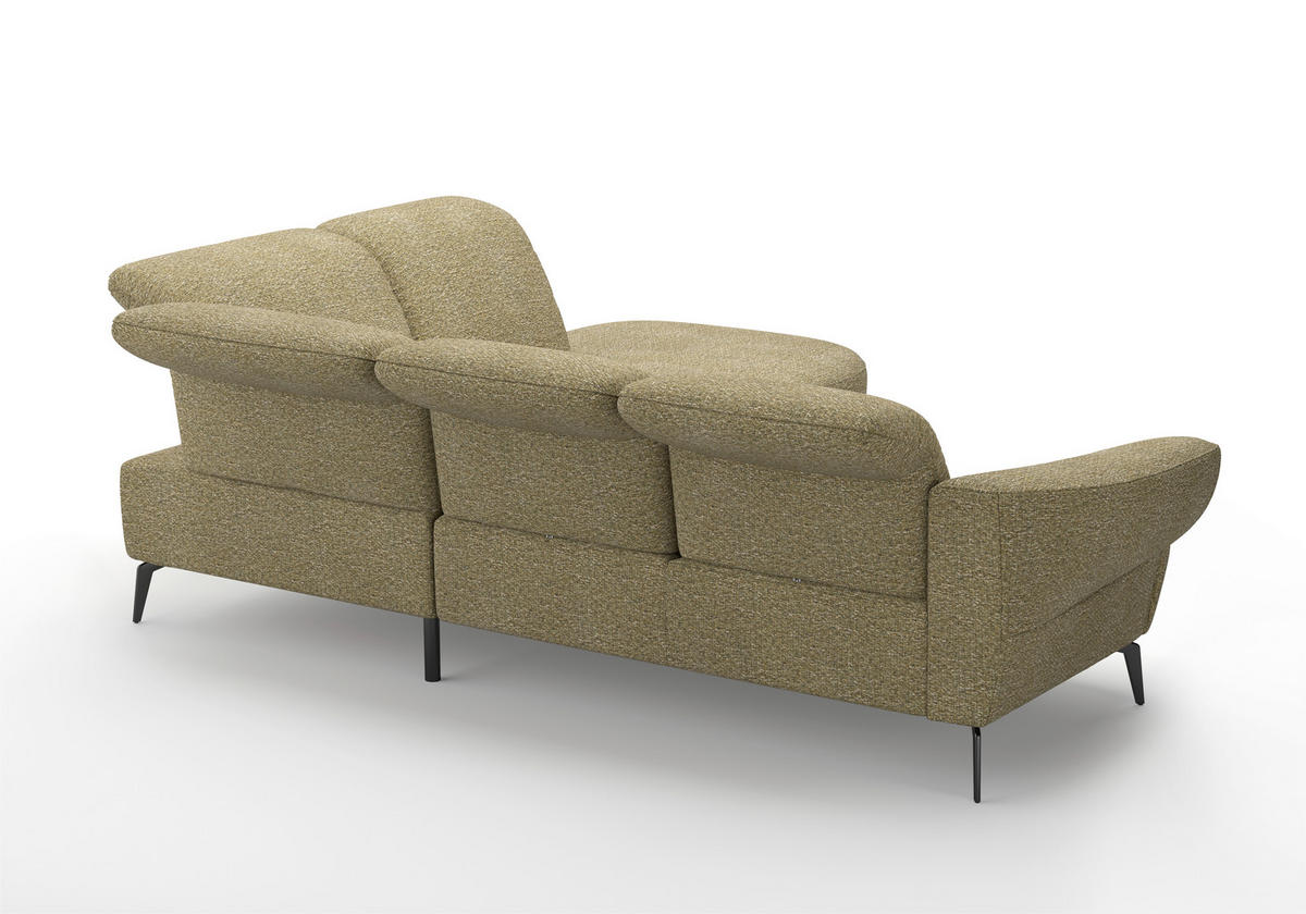 ECKSOFA DANCE E Olivgrün Chenille  - Schwarz/Olivgrün, MODERN, Textil/Metall (302/270cm) - Sit & More