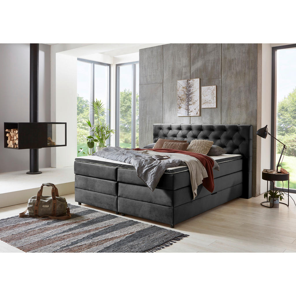 MID.YOU POSTEL BOXSPRING, 160/200 cm, antracitová