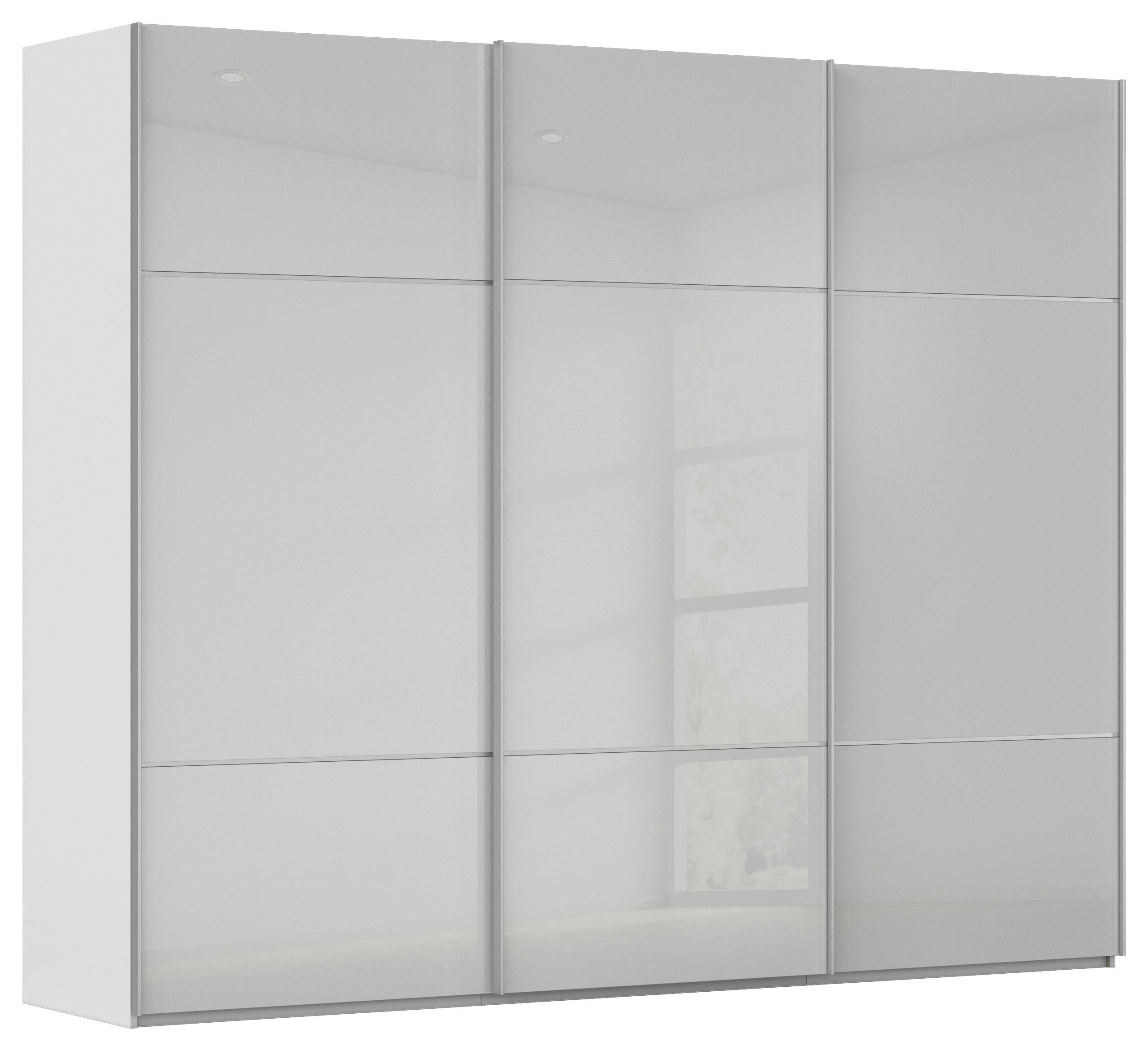 SCHWEBETÜRENSCHRANK 301/223/68 cm 3-türig Grau  - Alufarben/Grau, KONVENTIONELL, Glas/Holzwerkstoff (301/223/68cm) - Novel