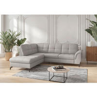 ECKSOFA in Echtleder Hellgrau  212/244 cm  - Hellgrau/Schwarz, MODERN, Leder/Metall (212/244cm) - Sit & More