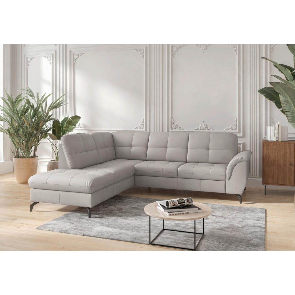Sit & More ROHOVÁ SEDAČKA, textil, koža, svetlosivá
