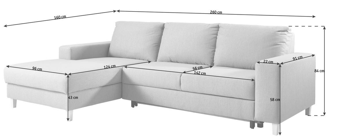 ROHOVÁ SEDAČKA, textil, světle modrá - světle modrá/barvy buku, Design, dřevo/textil (160/260cm) - Ti'me