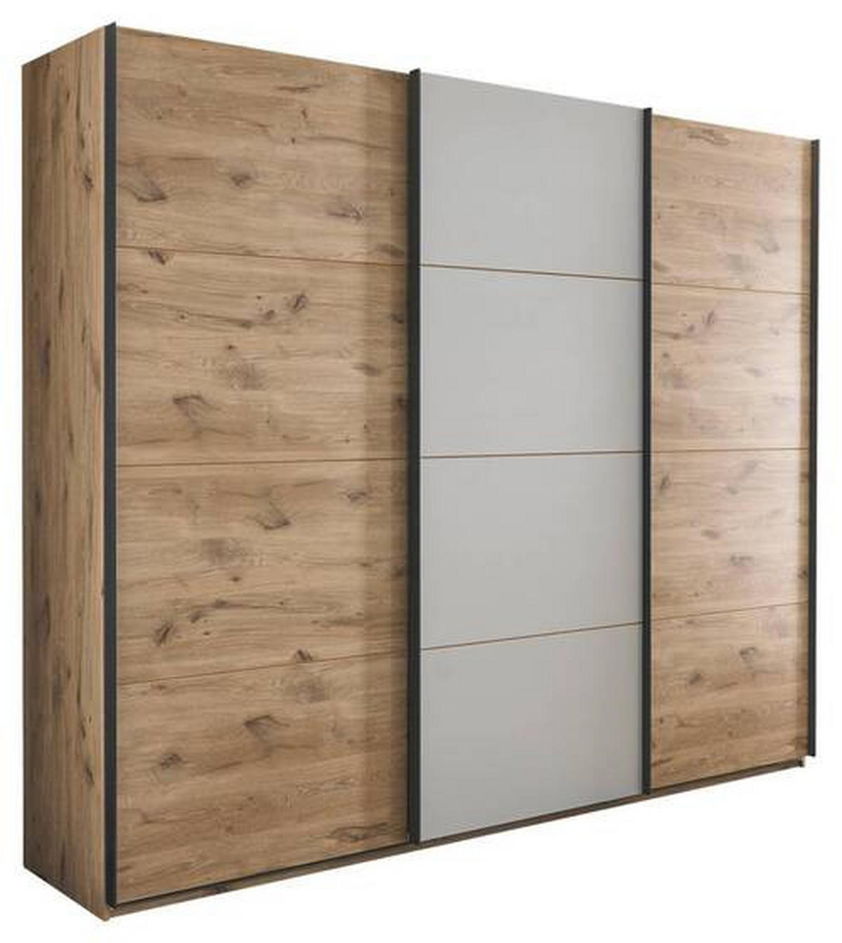 FÜGGESZTETT TOLÓAJTÓS SZEKRÉN szürke, tölgyfa  - grafitszürke/alumínium színű, Basics, műanyag/faalapú anyag (270/226/60cm) - Hom`in
