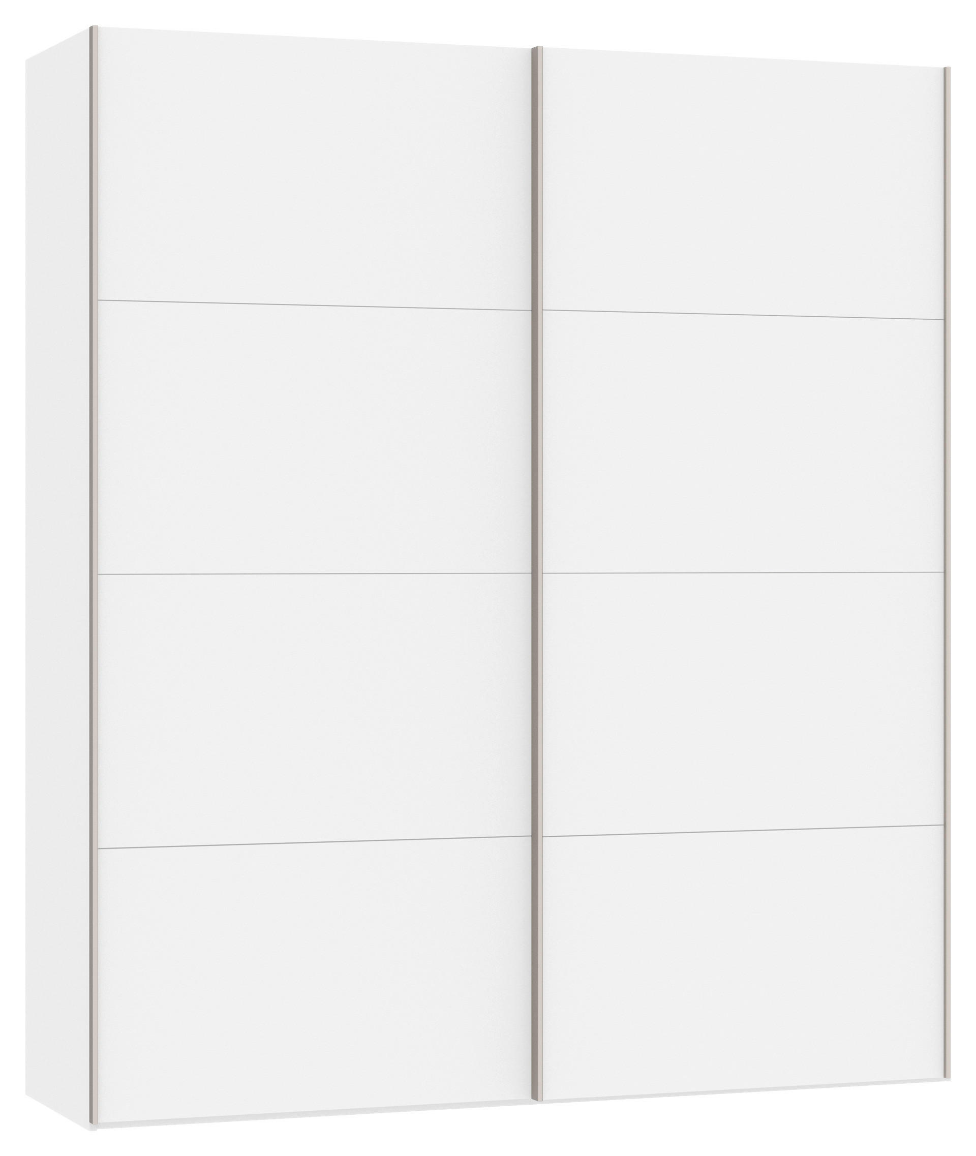 SCHWEBETÜRENSCHRANK 203/236/65 cm 2-türig Weiß - Edelstahlfarben/Weiß, Design, Holzwerkstoff (203/236/65cm) - Boxxx
