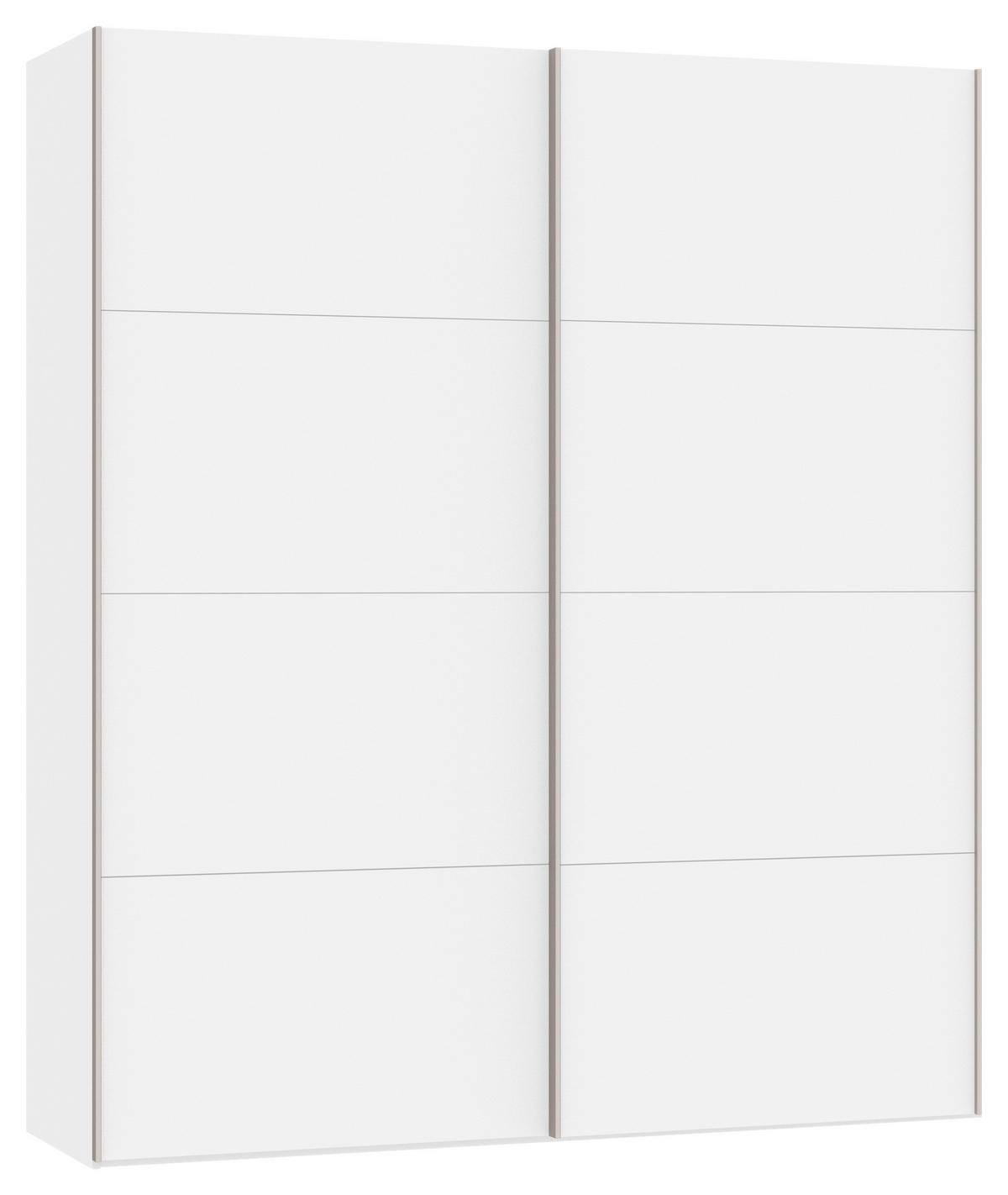 SCHWEBETÜRENSCHRANK 203/236/65 cm 2-türig Weiß  - Edelstahlfarben/Weiß, Design, Holzwerkstoff (203/236/65cm) - Boxxx
