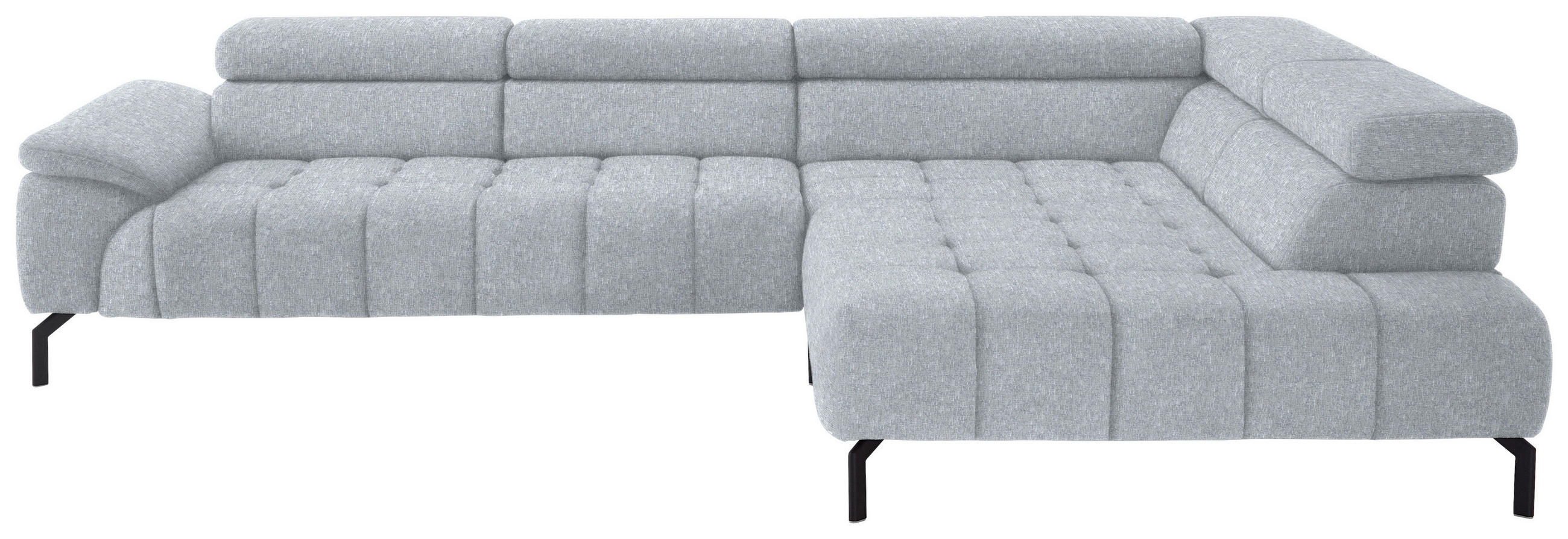 ECKSOFA in Chenille Hellgrau  323/222 cm  - Hellgrau/Schwarz, Design, Textil/Metall (323/222cm) - Beldomo Style