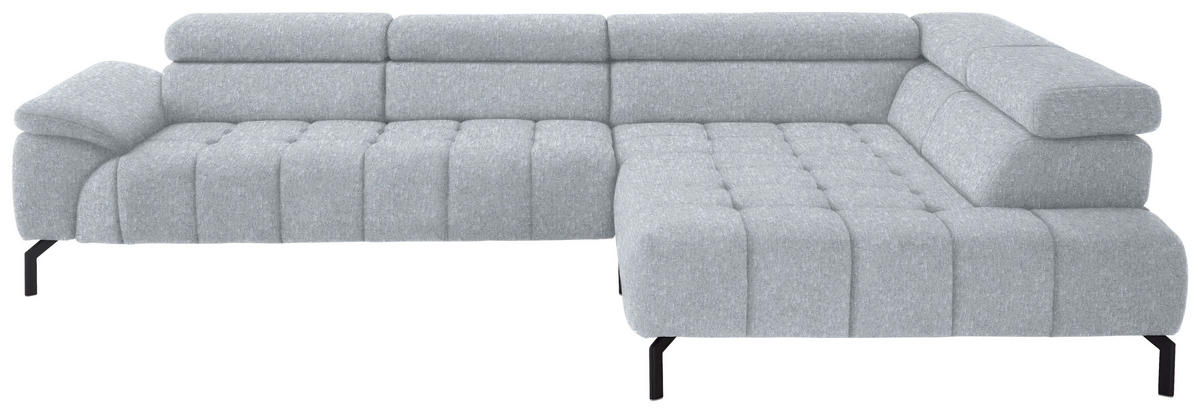 ECKSOFA in Chenille Hellgrau  323/222 cm  - Hellgrau/Schwarz, Design, Textil/Metall (323/222cm) - Beldomo Style
