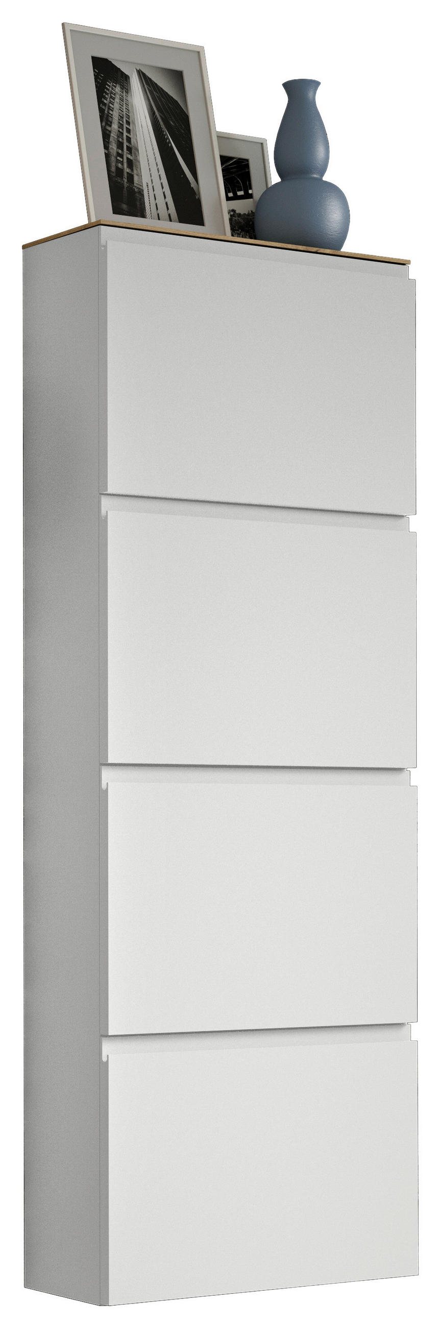 Moderano Schuhkipper Gardasee Weiß, Eiche 60x162x22 cm