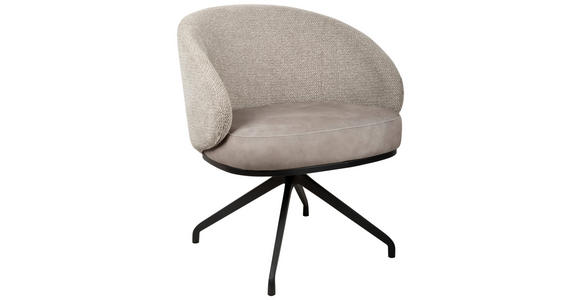 ARMLEHNSTUHL  Typenauswahl, Sitzfläche 360° drehbar, automatische Rückholfunktion Chenille, Flanell  Schwarz, Taupe  - Taupe/Schwarz, Design, Textil/Metall (73/83/68cm) - Novel