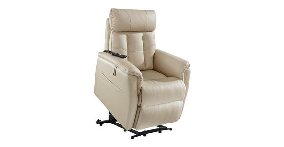 FERNSEHSESSEL in Metall, Kunststoff, Textil, Leder Beige - Beige/Schwarz, KONVENTIONELL, Leder/Kunststoff (82/107/94cm) - Cantus