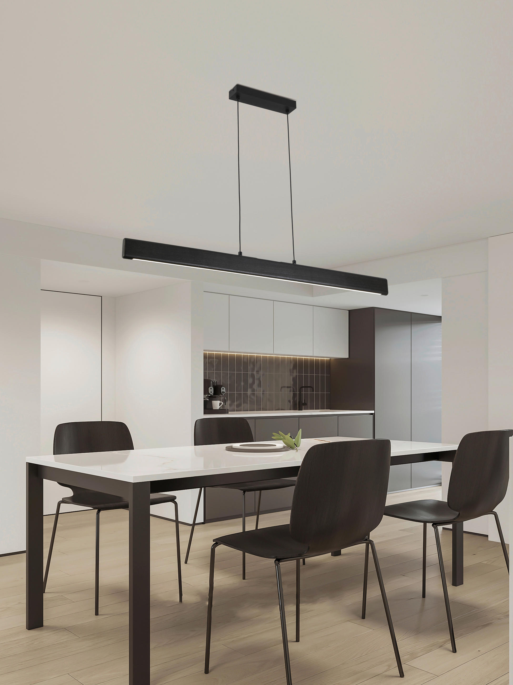 LUSTRĂ LED 120/2,5/120 cm  - negru, Trend, plastic/lemn (120/2,5/120cm) - Novel
