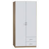 DREHTÜRENSCHRANK in Weiss, Sonoma Eiche  - Weiss/Silberfarben, Design, Holzwerkstoff/Kunststoff (91/197/54cm) - Boxxx