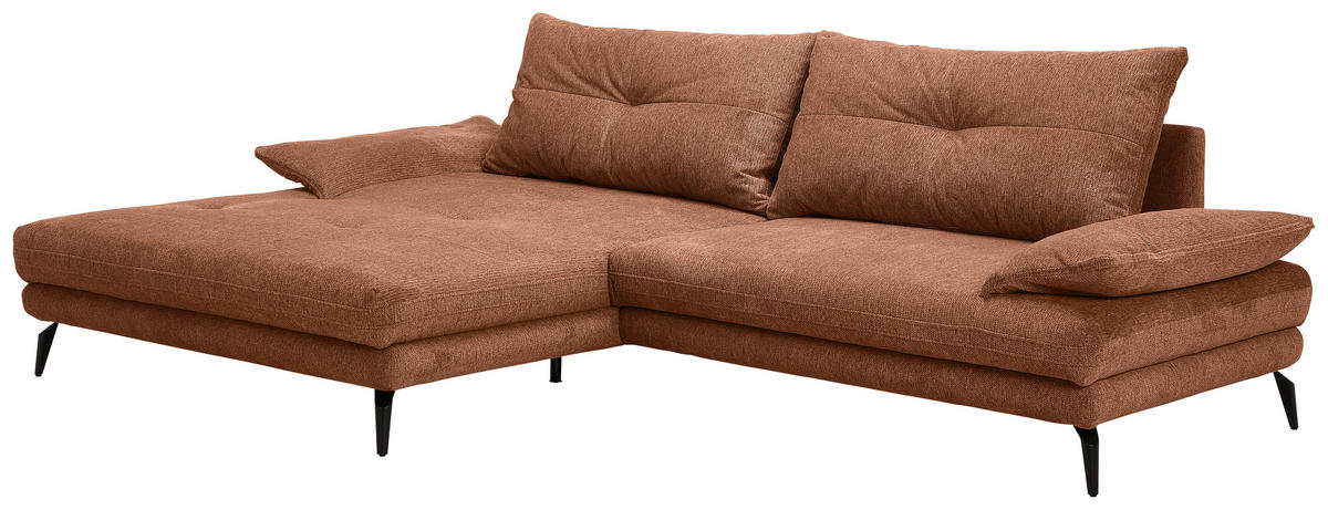 HÖRNSOFFA i flatväv rostfärgad  - svart/rostfärgad, Design, metall/textil (176/294cm) - MID.YOU