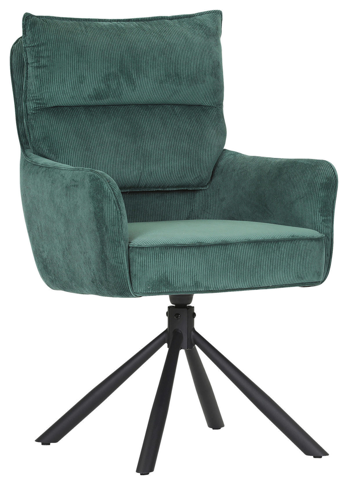 ARMLEHNSTUHL  Stoffauswahl, Sitzfläche 360° drehbar, automatische Rückholfunktion Cord  - Schwarz/Grün, Design, Textil/Metall (60/95/62cm) - Novel